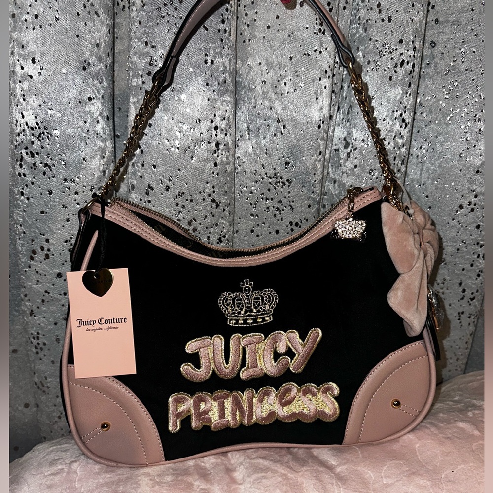 Juicy Couture black and pink princess shoulder bag